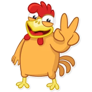 ✌ b7bafba9 鸡, 动物, 卡通, 和平标志, 鸟, 可爱 telegram sticker