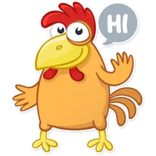 ✋ d141f56c HI 鸡, 鸟, 动物, 卡通, 你好, 问候 telegram sticker