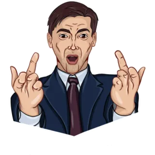 🖕 54e5398f dedo corazón, gesto, hombre, traje, enfadado telegram sticker