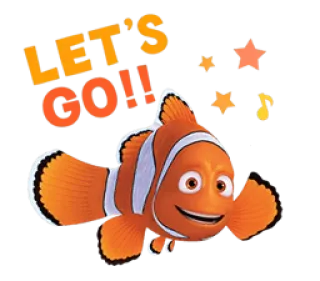 👋 49d347ca Nemo Finding Nemo LET'S GO!! pez, dibujos animados, animado, océano, mar, pez payaso telegram sticker