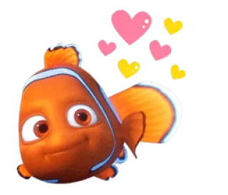 ❤ 5769deb0 Nemo Finding Nemo pez, dibujos animados, corazones, lindo telegram sticker