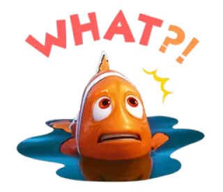 ❓ 7db2fea9 Nemo Finding Nemo WHAT?! pez, disney, dibujos animados, pregunta, confundido telegram sticker