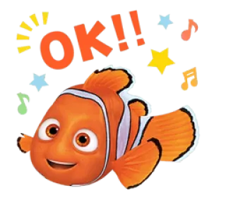 👌 7f6607c6 Nemo Finding Nemo OK!! pez, pez payaso, naranja, ok, Disney, Pixar telegram sticker