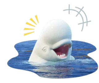 😄 d5fa8e8c Bailey Finding Dory ballena beluga, ballena, Buscando a Dory, Pixar, Disney telegram sticker