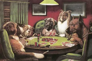 🌷 60149092 dogs, playing cards, poker, painting, animals, dogs playing poker telegram sticker