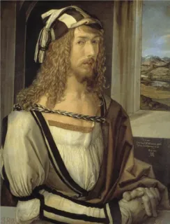 🌷 84086d40 Albrecht Dürer painting, portrait, man, artist, Albrecht Dürer, Renaissance telegram sticker