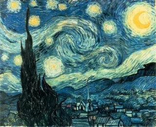 🌷 ba55a7c3 The Starry Night starry night, art, van gogh, painting, post-impressionism, night, sky, stars telegram sticker