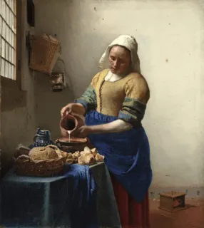 🌷 cadd69e6 The Milkmaid painting, Vermeer, art, milkmaid, Dutch Golden Age telegram sticker
