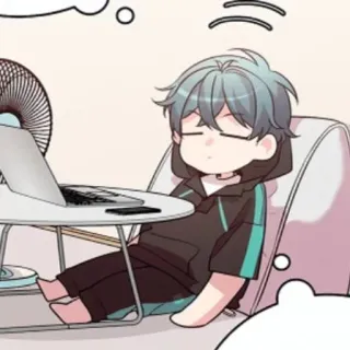 🦭 a209e6f7 Anime, Chibi, Schlafend, Süß, Kawaii, Entspannt, Laptop whatsapp sticker