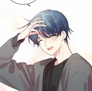 😊 a9aab406 Anime, Cartoon, Junge, Mann, blaue Haare, lächelnd whatsapp sticker