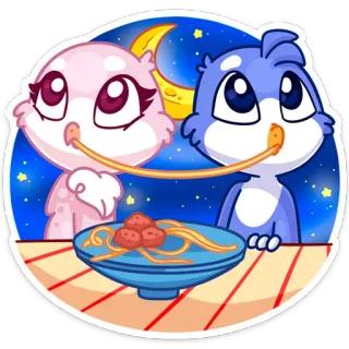🍝 10db7f52 鸟, 可爱, 卡哇伊, 动物, 意大利面, 吃, 食物 telegram sticker