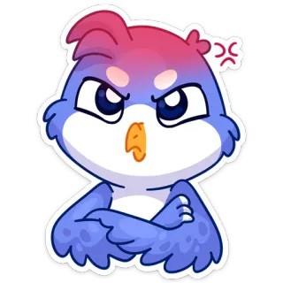 😠 d7bdfde4 生气, 鸟, 卡通, 可爱, 表情, 沮丧, 烦躁 telegram sticker