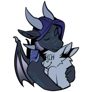 🤗 e5e57d09 RCH rồng, furry, ôm, hoạt hình, hình minh họa, dễ thương telegram sticker