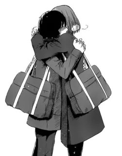 🖤 178a3a2a anime, manga, hug, school uniform, affection, friendship whatsapp sticker