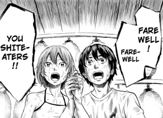 👋 8b7270d7 YOU SHITEATERS!! FARE WELL! FAREWELL anime, manga, offensive, farewell, swear words whatsapp sticker