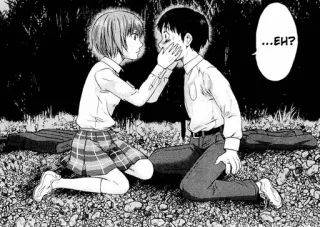 🤔 bf3dd8e1 EH? manga, anime, couple, school uniform, teenagers, art whatsapp sticker