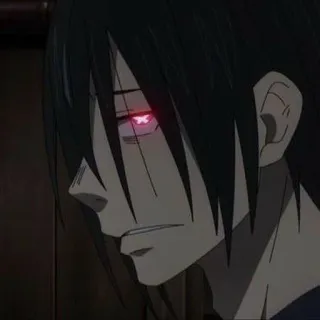 🔥 4ac908f8 애니메이션, 만화, 캐릭터, 진지한, 검은 머리, 빨간 눈 telegram sticker