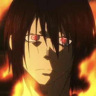 🔥 acffad7b Shinra Kusakabe Fire Force 애니메이션, 불, 신라, 쿠사카베, 소방대, 빨간 눈, 진지한 telegram sticker
