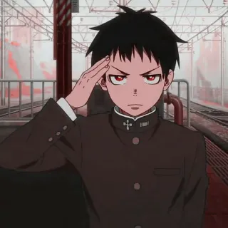 🔥 f4af0974 Shinra Kusakabe Fire Force 애니메이션, 파이어포스, 신라, 쿠사카베, 경례 telegram sticker