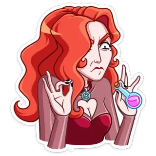 😠 0233d7bc penyihir, ramuan, sihir, kartun, rambut merah, gestur OK, Halloween whatsapp sticker