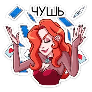 🤯 772a5cc7 чушь kartun, rambut merah, kartu, sihir, wanita, omong kosong whatsapp sticker