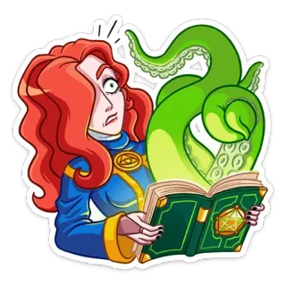 😳 e835133c Fantasi, Sihir, Penyihir, Tentakel, Buku, Mantra, Monster, rambut merah whatsapp sticker