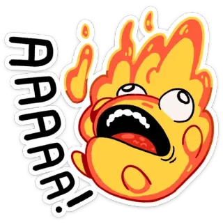 😵 886b0377 AAAA! fire, cartoon, emoji, scream, exclamation, expression telegram sticker
