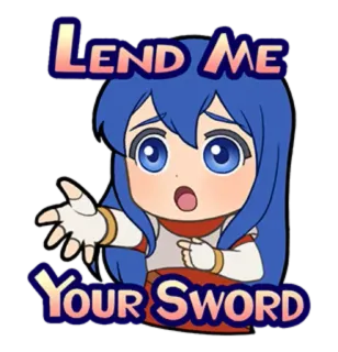 🗡 4ffc3397 LEND ME YOUR SWORD Anime, Chibi, Spada, Richiesta, Supplicante whatsapp sticker