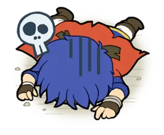 😲 ce2eb556 esausto, sconfitto, cartone animato, teschio, incosciente whatsapp sticker