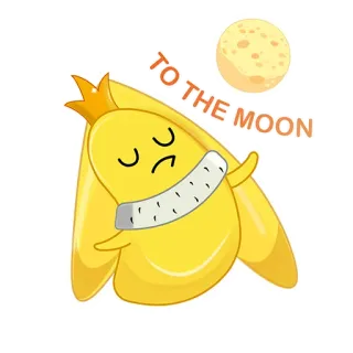🌕 5938d475 TO THE MOON księżyc, żółty, zwierzę, królik, królik telegram sticker