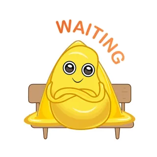 🧐 7c80b197 WAITING czekanie, emoji, kreskówka, smutny, żółty, siedzący, ławka telegram sticker