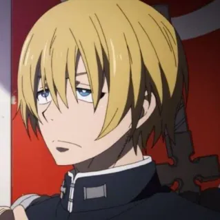 💛 068ae921 Anime, Charakter, Blonde Haare, Stumpf, Ernst, Blaue Augen telegram sticker