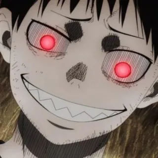 ♥️ 077d0419 Shinra Kusakabe Fire Force Shinra Kusakabe, Fire Force, Anime, Charakter, rote Augen telegram sticker