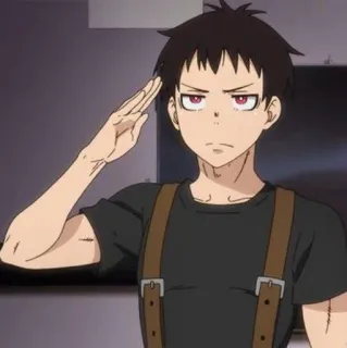 ♥️ 45b5eaef Shinra Kusakabe Fire Force Anime, Fire Force, Shinra Kusakabe, Salutieren, Ernst, Charakter telegram sticker