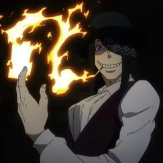 💜 7cad01ff Sho Kusakabe Fire Force Anime, Feuer, Charakter, Grinsen, Hut telegram sticker