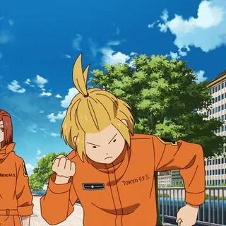 ✊ 92bb21a2 Fire Force TOKYO F.F.S. Anime, Feuerwehrmann, Uniform, Fire Force, Cartoon, Blond telegram sticker