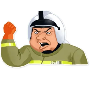 🤬 913d6ab3 ЗСУ ППО pompiere, arrabbiato, uniforme, elmetto, salvataggio, ucraina telegram sticker