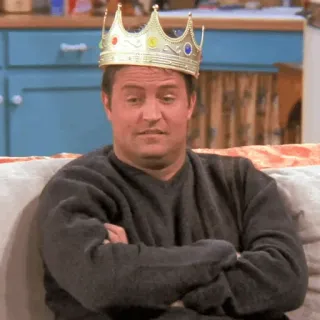 😶 28eb4785 Chandler Bing Friends Chandler Bing, Matthew Perry, König, Krone, Friends telegram sticker