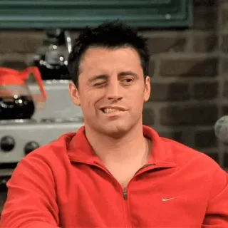 😜 3e3c442d Joey Tribbiani Friends joey, friends, tv serie, zwinkern, matt leblanc, lustig, komödie telegram sticker