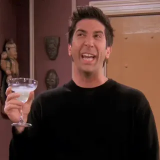 🥴 6be84925 Ross Geller Friends Ross, Friends, TV-Serie, Cocktail, Party, David Schwimmer, glücklich telegram sticker