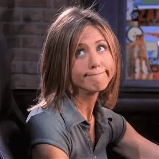 🙃 74563970 Rachel Green Friends Jennifer Aniston, TV Serie, 90er, Komödie, Sitcom, Meme, Ausdruck, Augen rollen telegram sticker