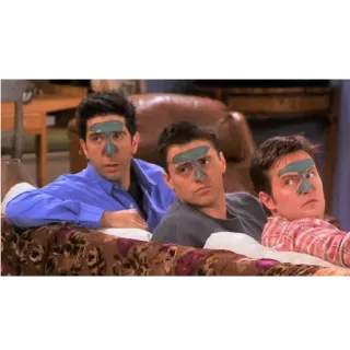 😐 e70b4591 Ross, Joey, Chandler Friends freunde, tv serie, sitcom, komödie, männer, mundschutz, lustig, 90er telegram sticker