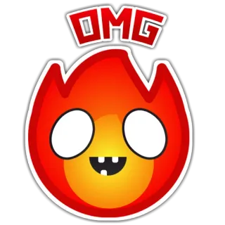 😱 799bfb8f OMG 火, 卡通, 我的天, 火焰, 表情, 惊讶, 感叹 whatsapp sticker