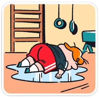 😭 4650cd66 ejercicio, fracaso, agotamiento, gimnasio, sudor, dibujo animado telegram sticker