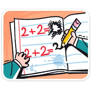 🤔 aeb90a25 2+2= matemáticas, escuela, ecuación, cuaderno, lápiz, educación telegram sticker