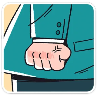 👊 b1ae39dc puño, enojado, agresión, traje, dibujo animado, mano telegram sticker