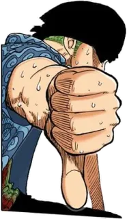 👎 52a99a54 Roronoa Zoro One Piece zoro, one piece, anime, manga, pouce vers le bas, négatif, désapprouver, geste whatsapp sticker