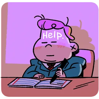 😑 4e350e7f Help. Cartone animato, Triste, Ufficio, Aiuto, Stressato, Annoiato telegram sticker