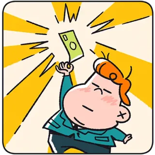 🤑 e06471fe denaro, cartone animato, ricchezza, successo, felice, finanza, uomo d'affari telegram sticker