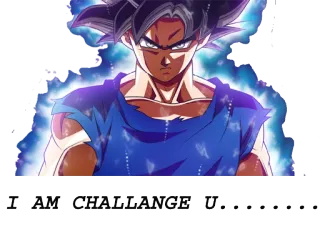 ✊️ 42328e7e Goku Dragon Ball I AM CHALLANGE U........ goku, anime, dragon ball, sfida, personaggio telegram sticker